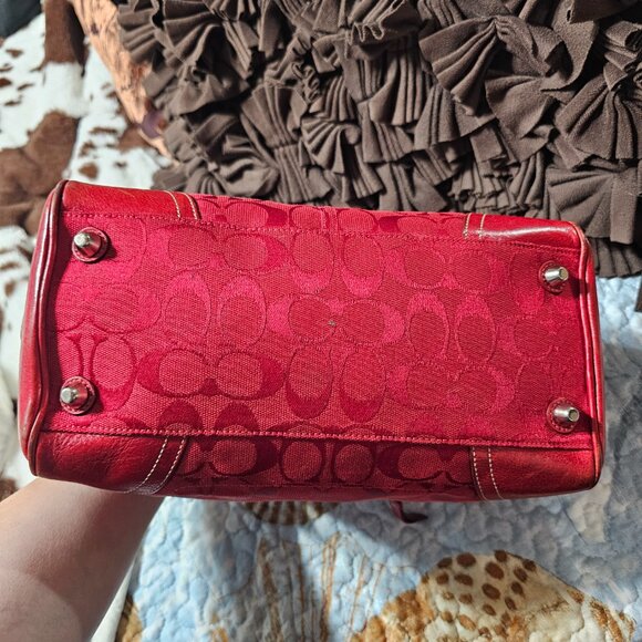 2005 Vintage Y2K Coach Monochrome Red Hampton Bowler Style Satchel Purse - Picture 7 of 10